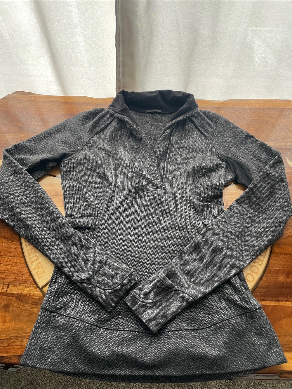 Lululemon Think Fast Pull Over Quarter Zip 1/4 Zip Heathered Herringbone